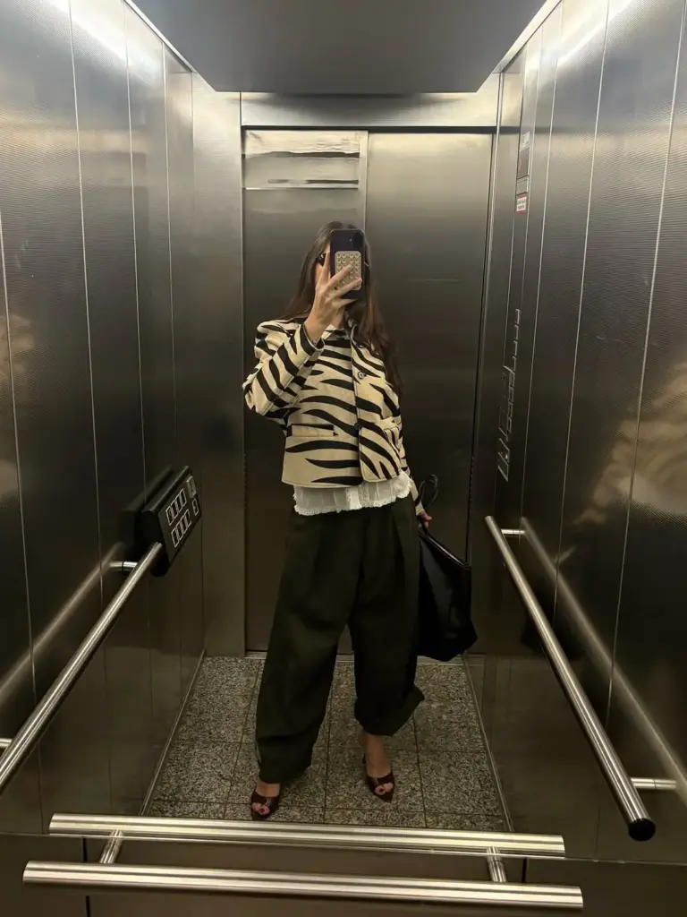 Zebra desenli süet ceket