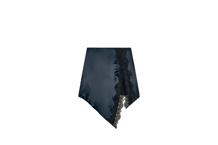 Zara dantel detaylı saten mini etek