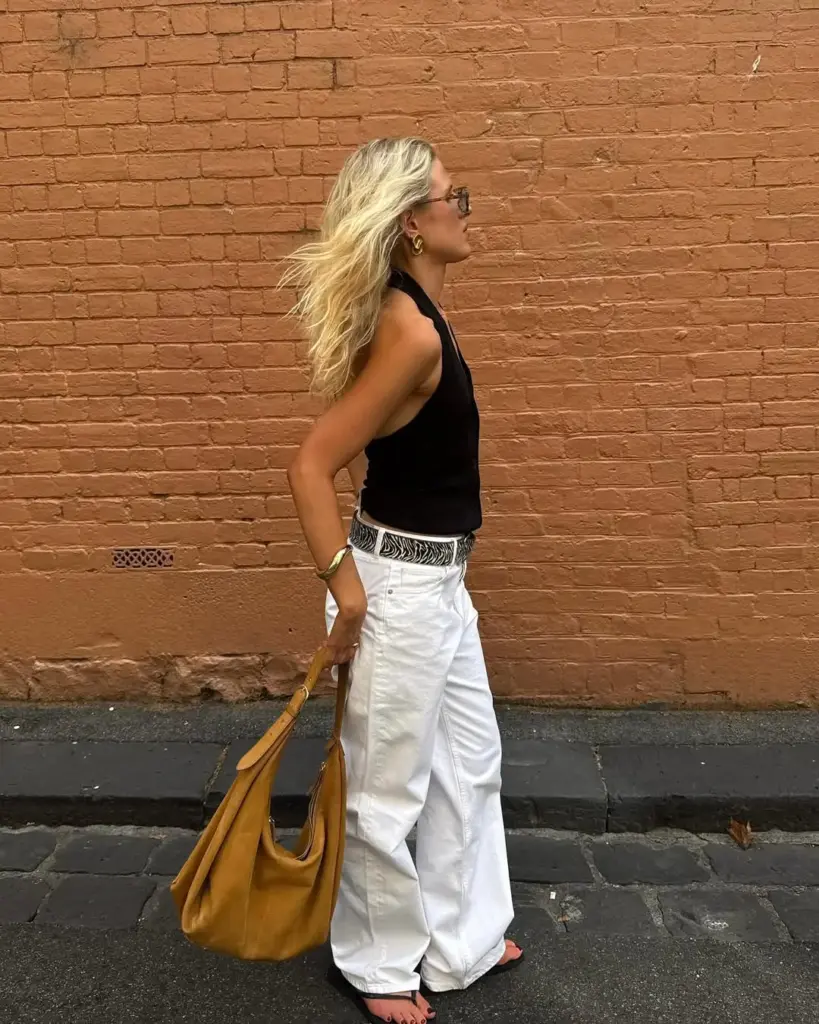 beyaz pantolon kombin 