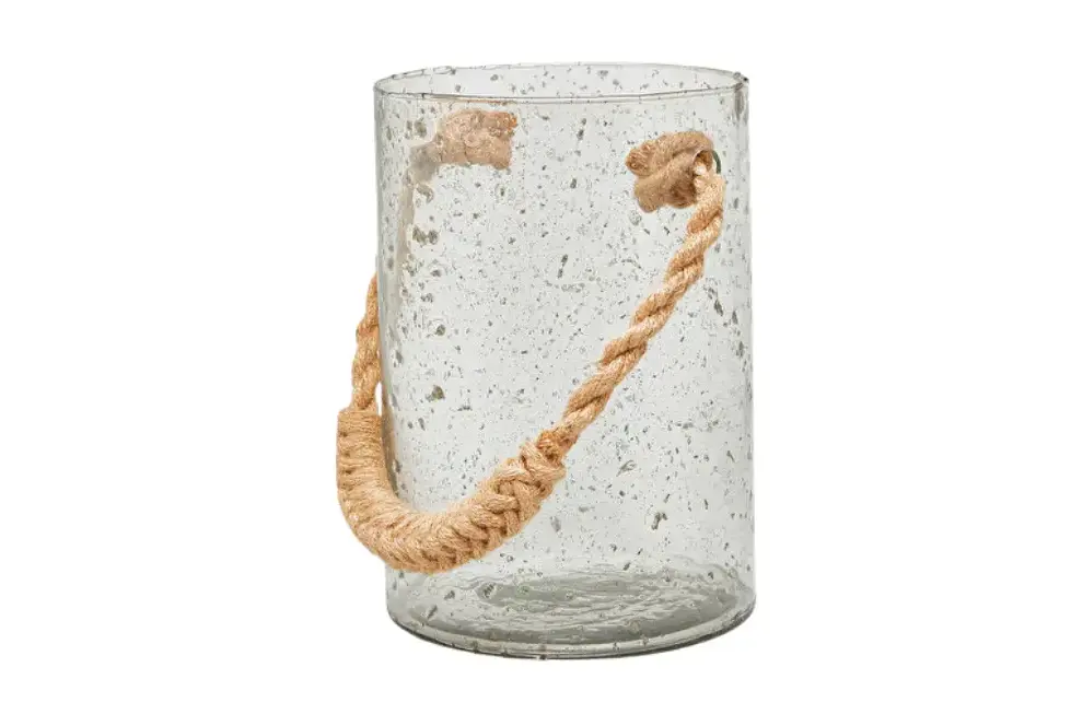 Vakko hasır örgü saplı cam mumluk büyük boy