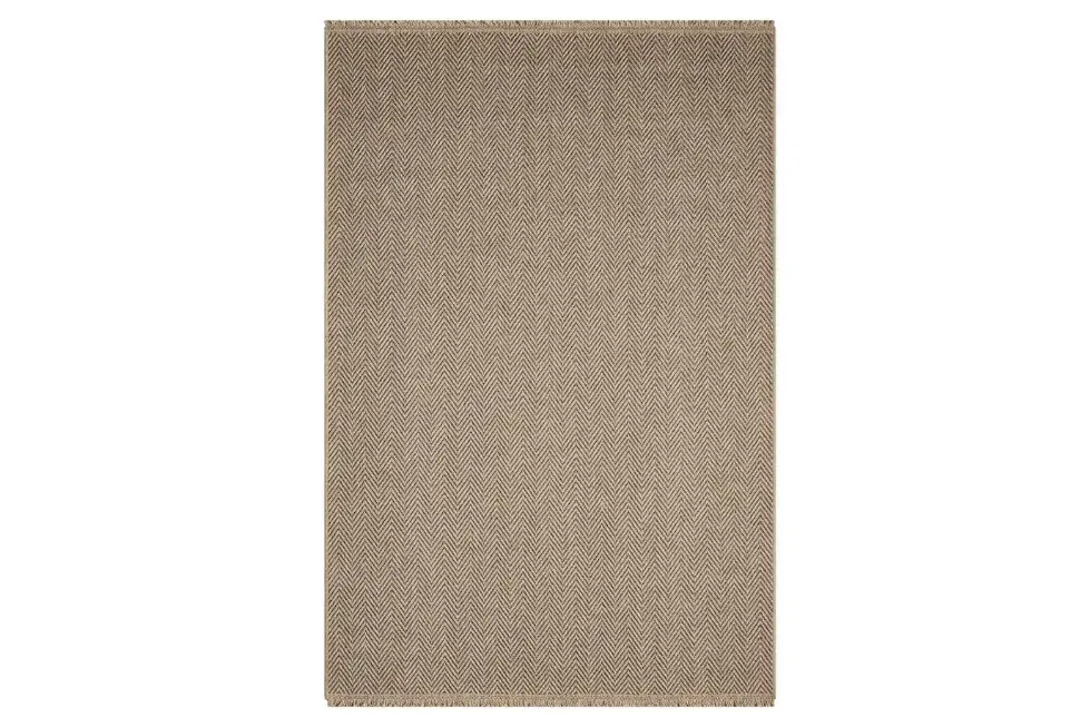 Pera Halı kahverengi ve bej balıksırtı modern halı