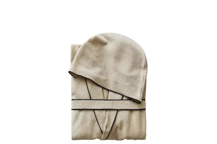 Zara overloklu pamuklu bornoz