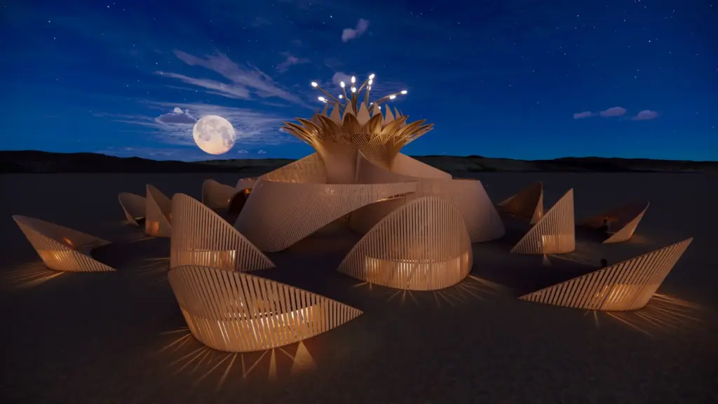 Burning Man "Temple of the Moon": Bir çiçekten ilham alan tasarım