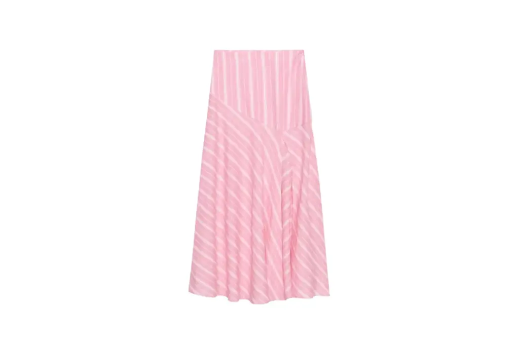 Zara çizgili keten etek