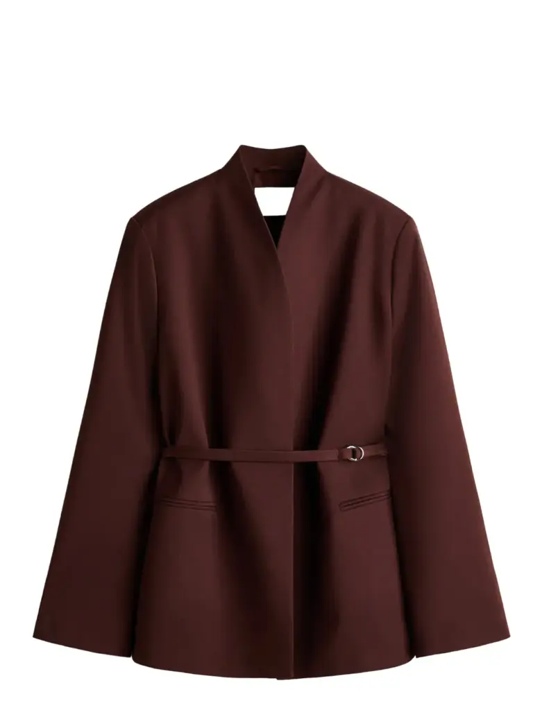 H&M Kemerli Bordo Blazer