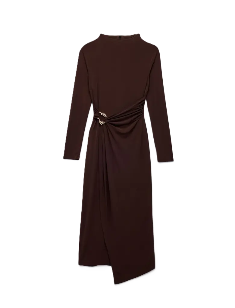 dik yaka uzun kollu elbise