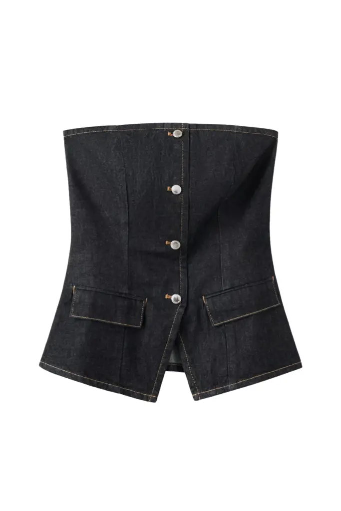 MANGO Straplez Denim Bluz