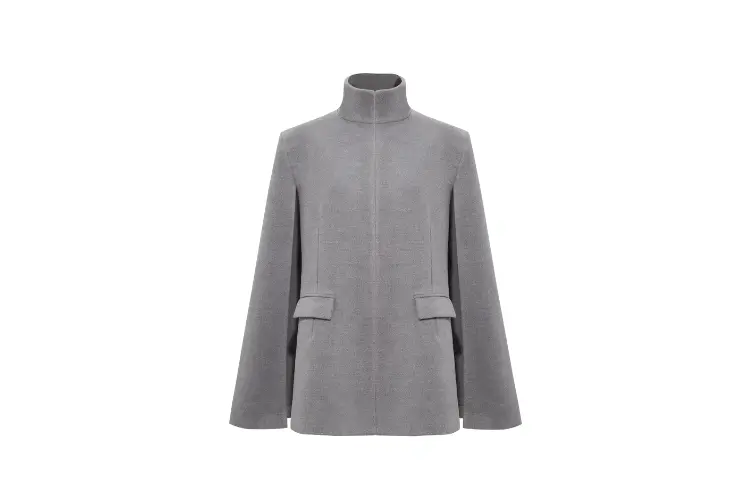 Dik Yaka Gri Pelerin