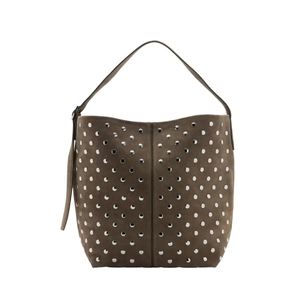 mango zımbalı süet çanta