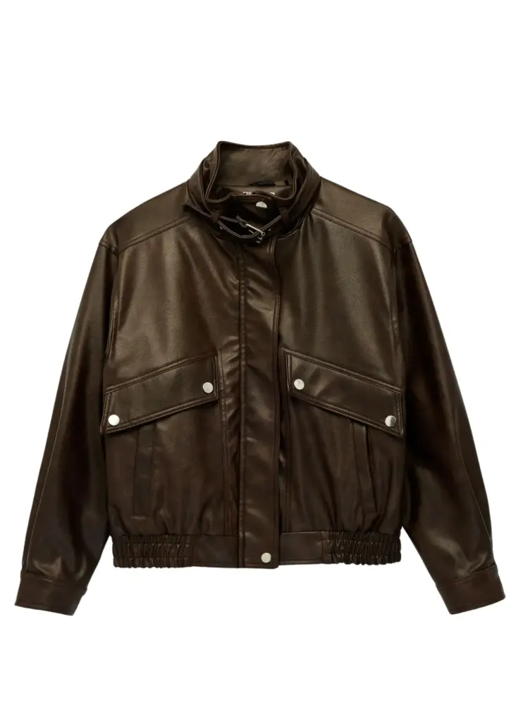 KOTON Suni Deri Dik Yaka Ceket